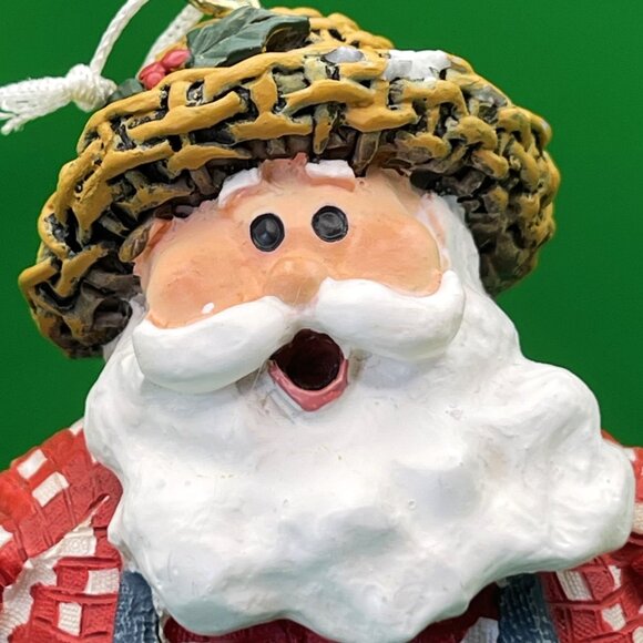 Resin Shelf Sitter Santa Ornament Farmhouse Christmas Green Boots Dangling Legs - Picture 6 of 12